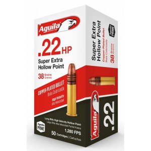 - Aquila .22 LR, Super Extra, HV HP 2,4g/ 38GR