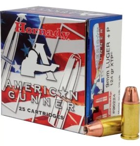 Hornady American Gunner 9 Luger+P,124GR, XTP