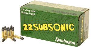 - Remington, Subsonic, 22LR, HP